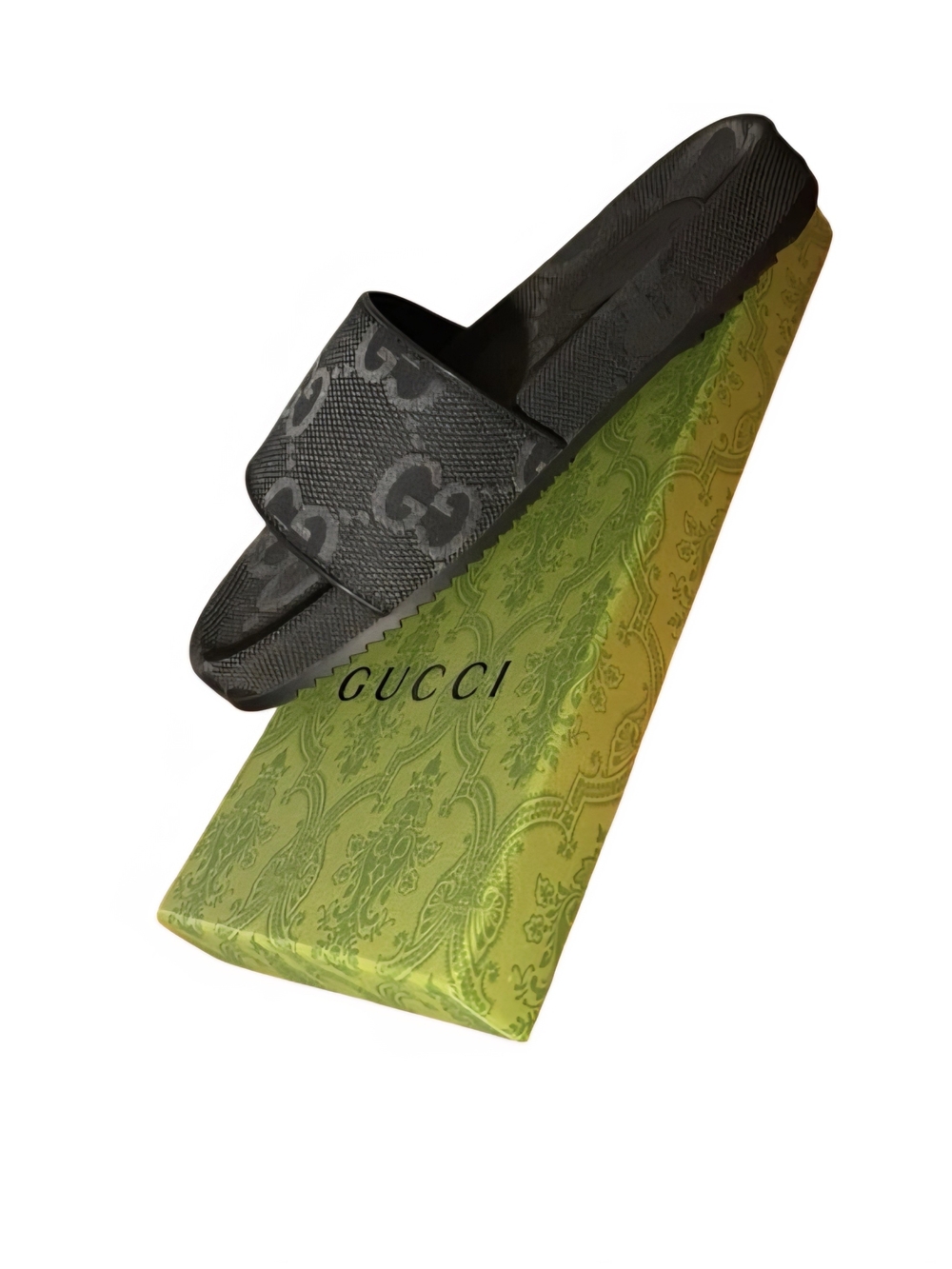 NWB Gucci GG Logo Slide Sandals Rubber Slides Unisex 7.5